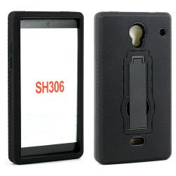 Sharp Aquos Crystal SH306 Armor Hybrid Kickstand Case (Black)